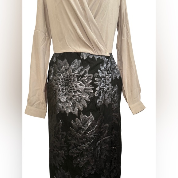 Sara Roka Chic Beige, Black $ Silver Floral Pencil Dress - Picture 8 of 12